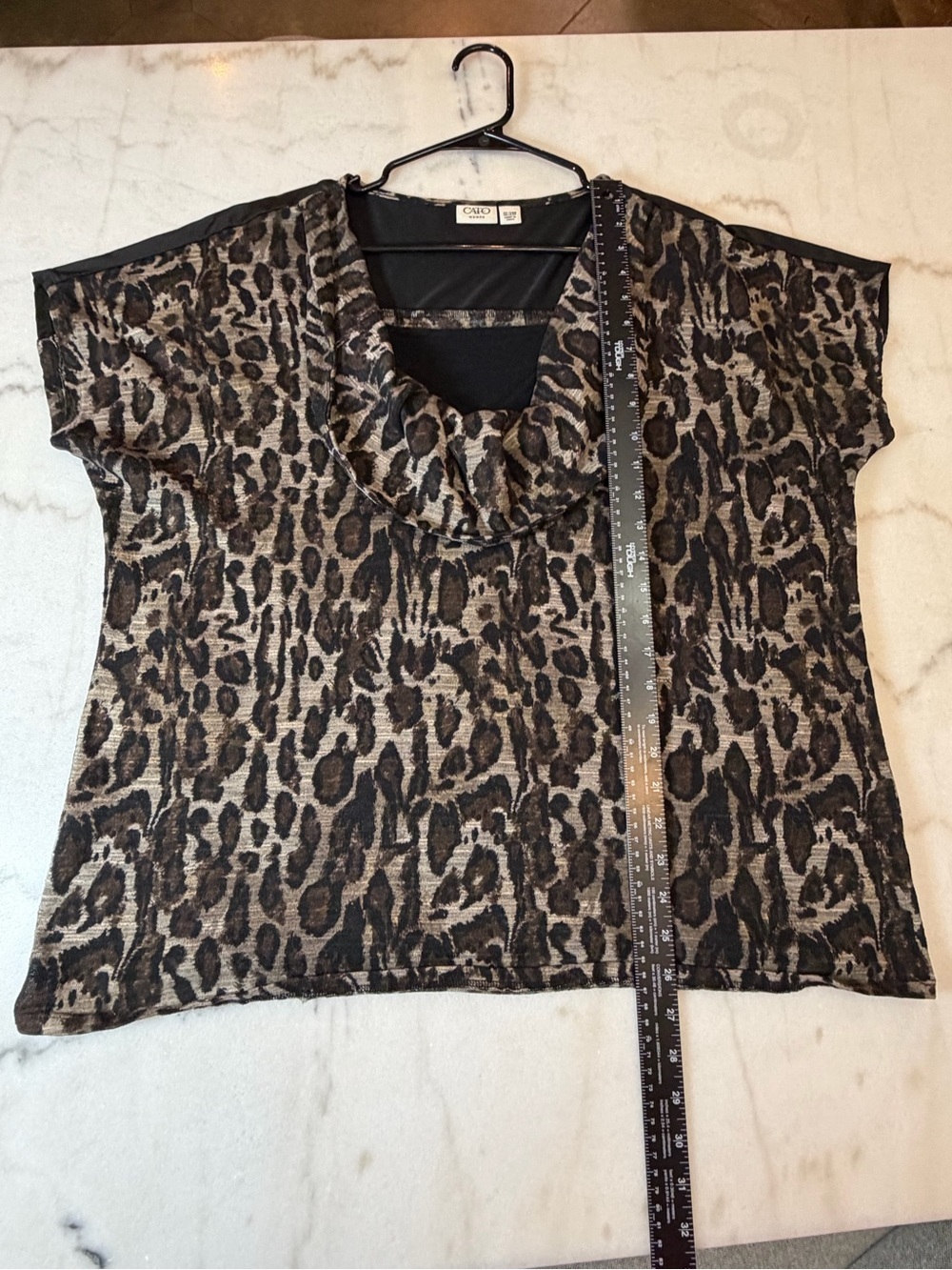 Cato Leopard Print Cowl Neck Tunic - Black & Brown
